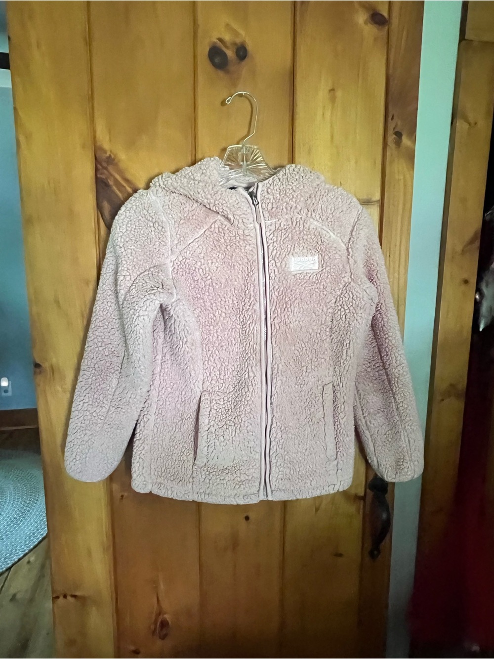 Reebok Kids Dusty Pink Sherpa Puffer Hoodie